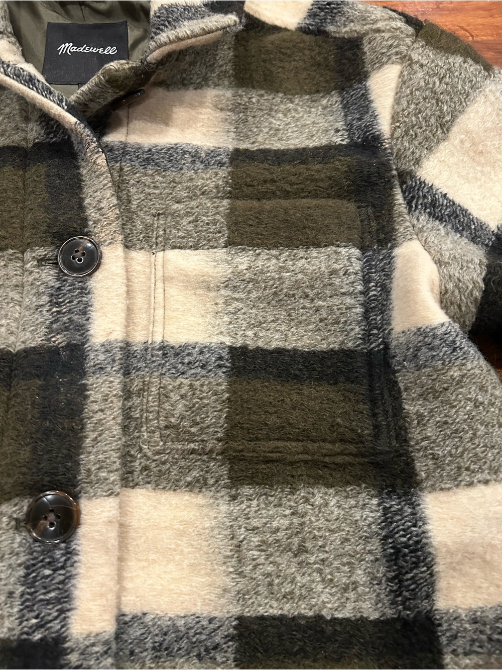 Madewell Belrose Shirt Jacket Shacket Size XS Maran Plaid Wool Blend Oversized - Picture 4 of 9